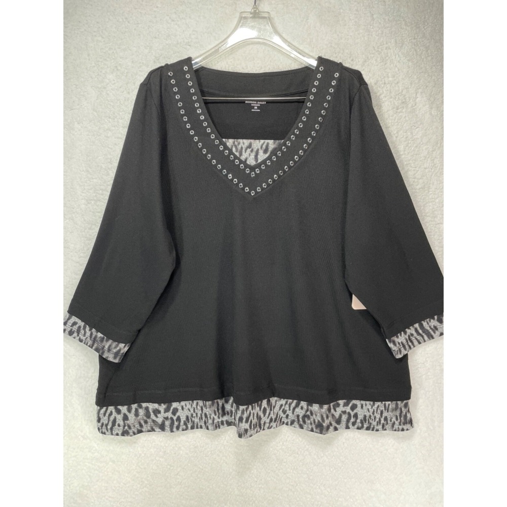 Allison Daley Woman 2X Long Sleeve Sweater w/ Accents Black NWT